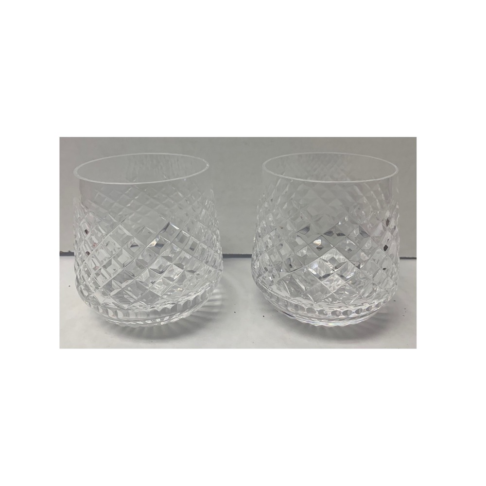 Waterford Alana Cut Crystal Roly Poly Rocks Glasses Set of 2 Vintage Tumblers